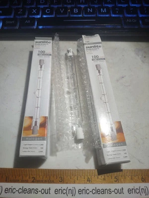 Sunlite 03330 100 Watt Double Ended T3 Q100T3/CL  R75 Base Clear 2PACK - Image 1 of 4
