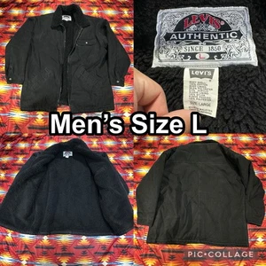 Vintage Levis Jacket Men’s Size Large Black Sherpa Lined Long Barn Worker Coat - Picture 1 of 11