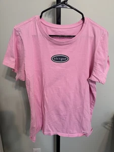 Life is Good Vintage Style Tshirt Damen L Tee Rosa Kurzarm Rundhals - Bild 1 von 9