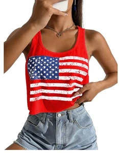 Camiseta sin mangas patriótica sin mangas con bandera americana sexy para mujer 4 de julio... - Imagen 1 de 1