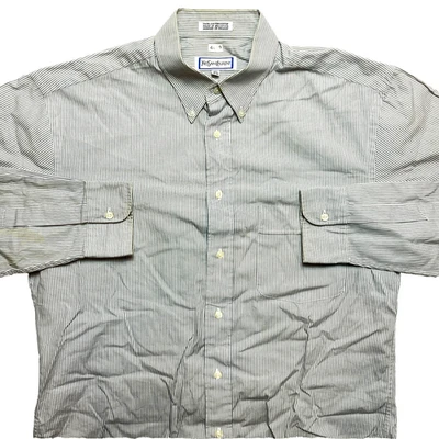 VINTAGE Yves Saint Laurent Shirt Mens 15.5 Blue Long Sleeve Striped Button Down - Image 1 of 4