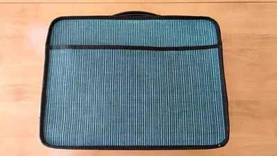 Estuche de Transporte Exterior Tela A Rayas 16x12 Vintage Años 60/70 Cremallera Completa Alrededor Foto 1 de 4