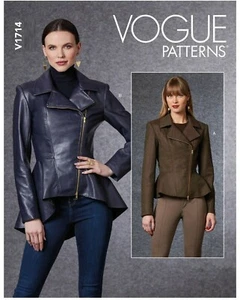 Chaqueta de Motocicleta de Cuero Vague V1714 Patrón de Cremallera Asimétrica Miss/Mujeres Talla - Imagen 1 de 8