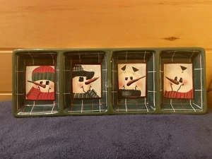 4 Section Snowman Theme Serving Tray. - 18” Long x 6 1/2” Wide - Picture 1 of 6
