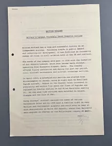 BRITISH MIDLAND VINTAGE AIRLINE FACT SHEET BMA AIRWAYS 1986 FLEET LIST - Picture 1 of 3