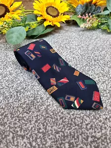 Cravatta collo uomo Sergio Vitti blu navy scuro poliestere quadrato motivo astratto - Foto 1 di 4