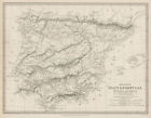 HISPANIA IBERIA. Ancient Portugal & Spain. Roman names & roads. SDUK 1844 map