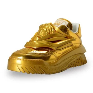 Versace Women's "Odissea" Gold 100% Leather Sneakers Shoes US 8 IT 38 - Picture 1 of 8