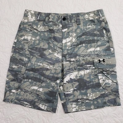 Pantalones Cortos de Carga Under Armour Para Hombres 36 Verde Gris Camuflaje Ripstop Calce Suelto Camuflaje Foto 1 de 4