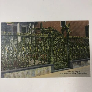 New Orleans Louisiana ~ The Corn Fence ~1940's Antique Linen Postcard - Picture 1 of 5