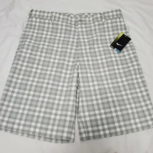Pantalones cortos Nike Golf Standard Fit Dri-Fit gris blanco a cuadros talla 32 nuevos con etiquetas - Imagen 1 de 5
