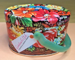 Vtg GARDEN CO LTD BAKERS & CONFECTIONERS Flower Basket Tin + Fruit Drops * NOS - Picture 1 of 11