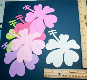 10 FLORES DE HIBISCO adornos de papel cartucho troquelado - Imagen 1 de 11