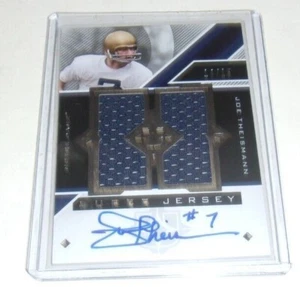 JOE THEISMANN 2013 UD ULTIMATE COLL GAME USED DUAL JERSEY AUTO 14/15 SIGNED CARD - Picture 1 of 2