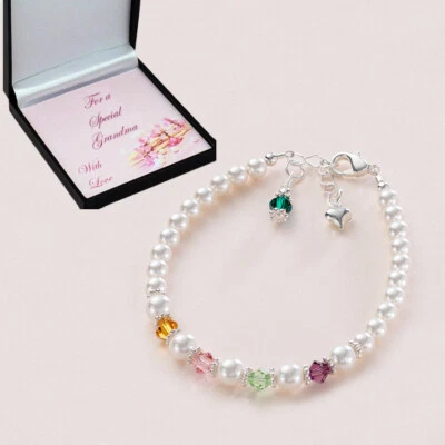 Familien-Geburtsstein-Armband. Geschenk Für Nan, Nanny, Oma, Mama Oder Mami - Bild 1 von 4