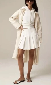 J.Crew 168 $ Plissee-Minirock aus Stretch-Leinenmischung elfenbeinfarben Gr. 00 CA726 *fehler - Bild 1 von 10