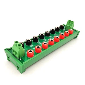 DIN Rail Mounting DC Power 2 x 8-Bit Banana Jack Power Distribution Module. - Picture 1 of 7