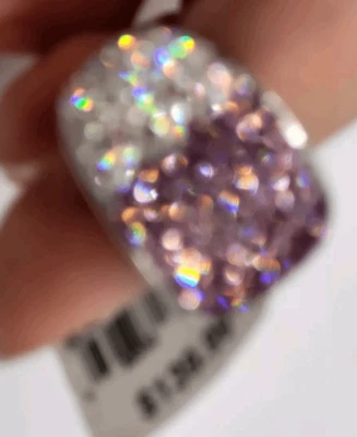 New With Tags Stainless Steel Purple Ombre Swarovski Crystal Dome Ring Sz 8 $139 - Изображение 1 из 4
