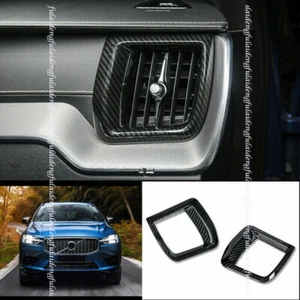 For Volvo XC60 2018-2021 Carbon fiber Inner Dashboard L&R Air Outlet Vent Trim - Picture 1 of 6