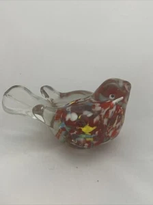Kunst Glas Vogel Figur Wales Konfetti ummantelt Briefbeschwerer mehrfarbig Japan Vintage - Bild 1 von 7