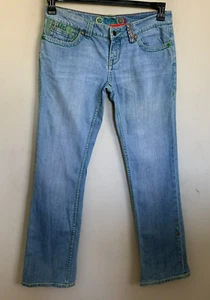 COOGI Jeans Bootcut blau Denim helle Waschung bestickt Taschen Logo Reißverschluss Gr. 9/10 - Bild 1 von 8