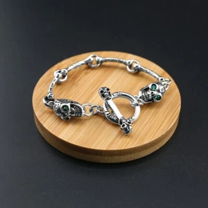Skull Graffiti Punk Rock Gothic Biker Bone Link Bracelet OT - Picture 1 of 4