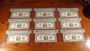 2003A PMG HIGH GRADE TWO DOLLAR 9 BANKNOTE 100 POINT PROGRESSION SET $2.00 BILLS - Picture 1 of 12