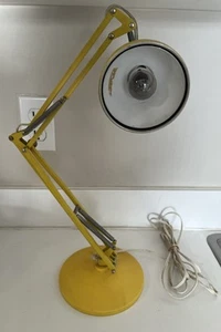 Vtg MCM Electric Desktop Table Lamp Drafting Light Articulating Yellow Made USA - Picture 1 of 7