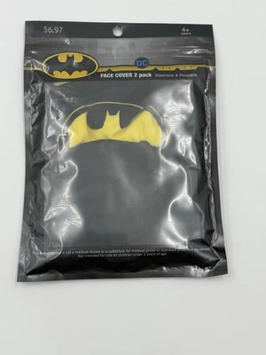 2-Pack BATMAN Fashion Cloth Face Cover Masks - Washable Reusable DC Comics 4+ - Image 1 of 4