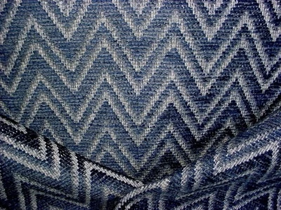 2-5/8Y Kravet 35713 Birch Grey Blue Chenille Chevron Drapery Upholstery Fabric - Image 1 of 4