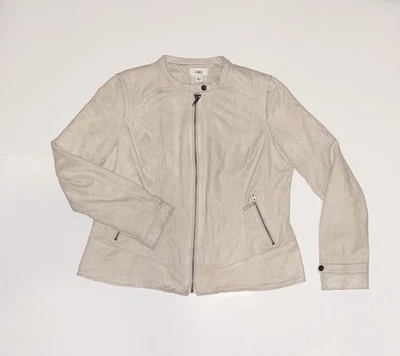 Chaqueta Cato para mujer talla L beige crema imitación gamuza manga larga cremallera abrigo de otoño Foto 1 de 4