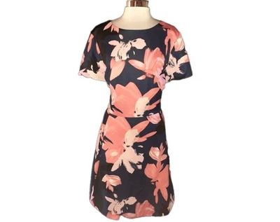 VINCE CAMUTO Plus Size 24W A-Line Dress Blue Pink Coral Floral Short Sleeve - Image 1 of 4