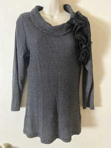 Deletta Anthropologie Größe M angedeutetes Oberteil Wasserfallmuster seitliche Rüschen 3/4-Ärmel Ophelia - Bild 1 von 10