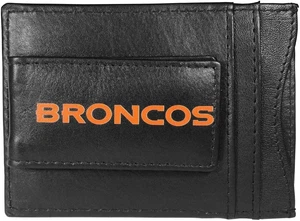 Denver Broncos Black Leather Wallet, Front Pocket Magnetic Money Clip,... - Picture 1 of 3