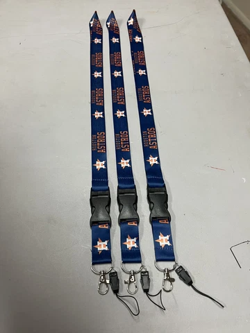 Houston Astros Baseball MLB Lot Of 3 Lanyard Key Ring Keychain w Safety Clip New Cover