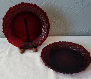 Zwei Retro Avon Cape Cod Rubinrot Glas Salatteller - Bild 1 von 8