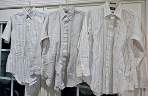 Mens Lot of 3 Dress Shirts~Striped~Button Down~ 16 Neck 33~2 Long Sleeve,1 Short - Picture 1 of 13