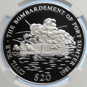 2000 LIBERIA Civil WAR Battle of FORT SUMTER Proof Silver $20 Coin NGC i106239 - Picture 1 of 5