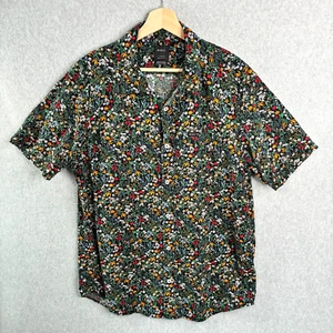 RVCA Shirt Mens Large Black Floral Regular Fit Button Up Hawaiian Skater Surf - Picture 1 of 11