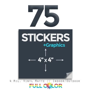 75 pegatinas de vinilo de calidad personalizada + gráficos y envío gratuitos (4"" x 4") cuadrados - Imagen 1 de 1