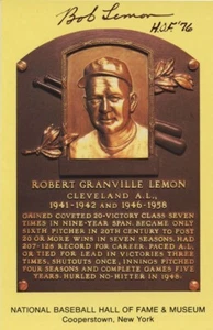 Bob Lemon "HOF '76" Signed Autographed HOF Plaque Postcard PSA/DNA - Picture 1 of 3