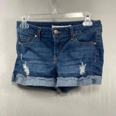 Pantalones Cortos de Jean Celebrity Rosa Corte para Mujer 1/25 Dobladillo Crudo Puños Desgastados Foto 1 de 4