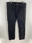 True Religion Geno Black Jeans Denim Button Fly Stretch Pants Relaxed Slim 36x34