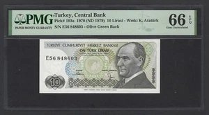 Turkey 10 Lira 1970(ND 1979) P193a Uncirculated Grade 66 - Picture 1 of 2