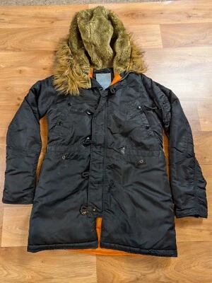 Alpha Industries Parka Jacket Coat - Small Black Grey Hooded Lot 2 - Image 1 of 4