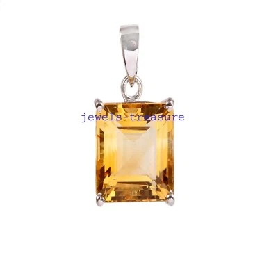 Naturale Citrino Gemme Con 925 Pendente Argento Sterling per Donna #J422 - Immagine 1 di 3