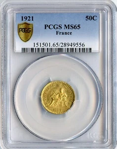 FRANCE 1921 - CHAMBRE DE COMMERCE - 50 CENTIMES BY DOMARD PARIS MINT - PCGS MS65 - Picture 1 of 3