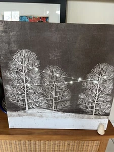Beautiful Winter Scene Trees with Twinkly lights Canvas Wall Art 49 x 49cm LED - Picture 1 of 3