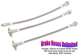 STAINLESS BRAKE HOSE SET Dodge Charger 1969 w/o 426 440 engine - Front Disc - Picture 1 of 2