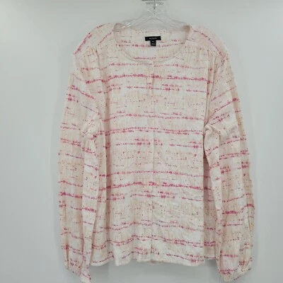 Alfani Women's Printed Textured Balloon-Sleeve Button-Front Top XXL - Image 1 of 4